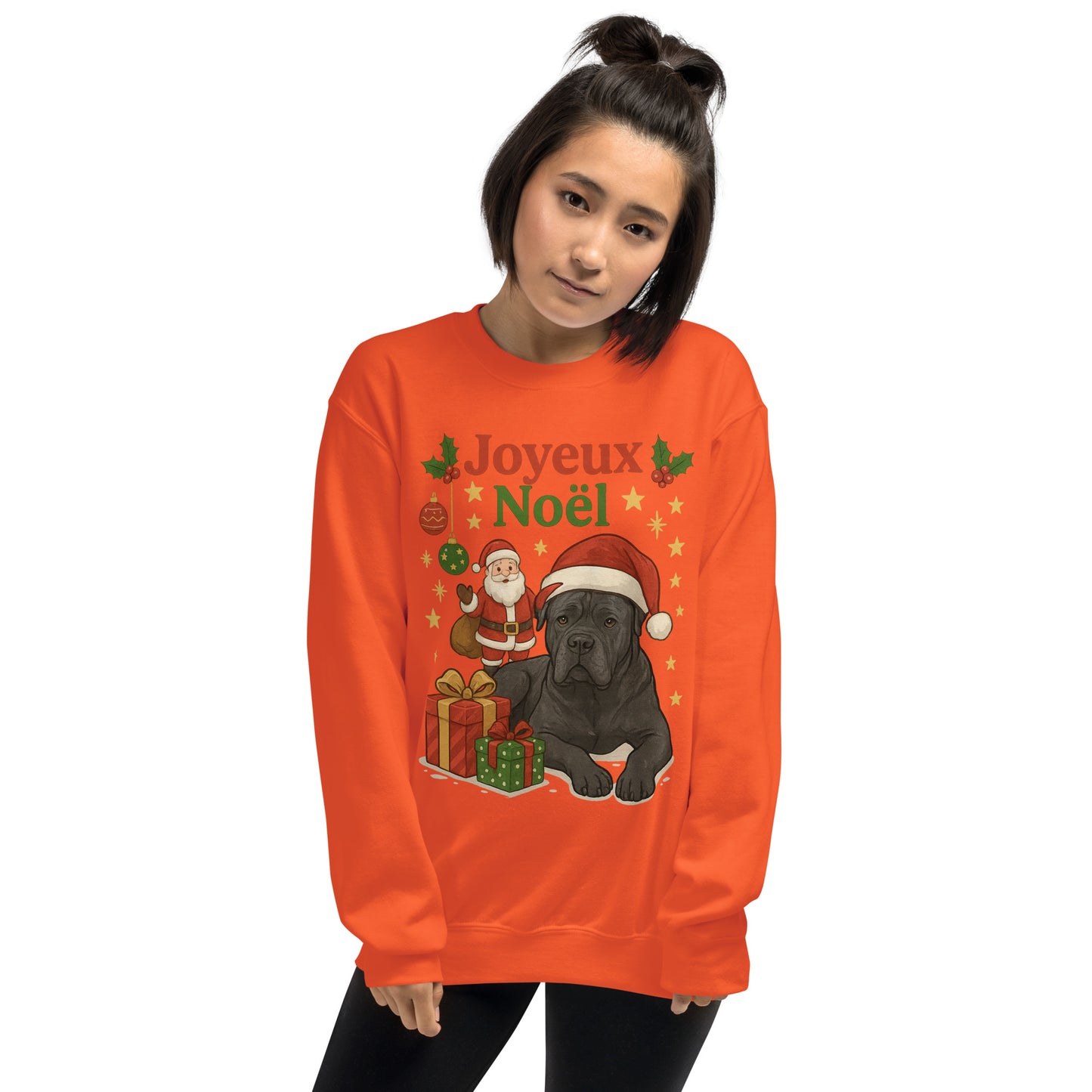 Sweat adulte Unisexe à Col Rond orange Noel Cane Corso