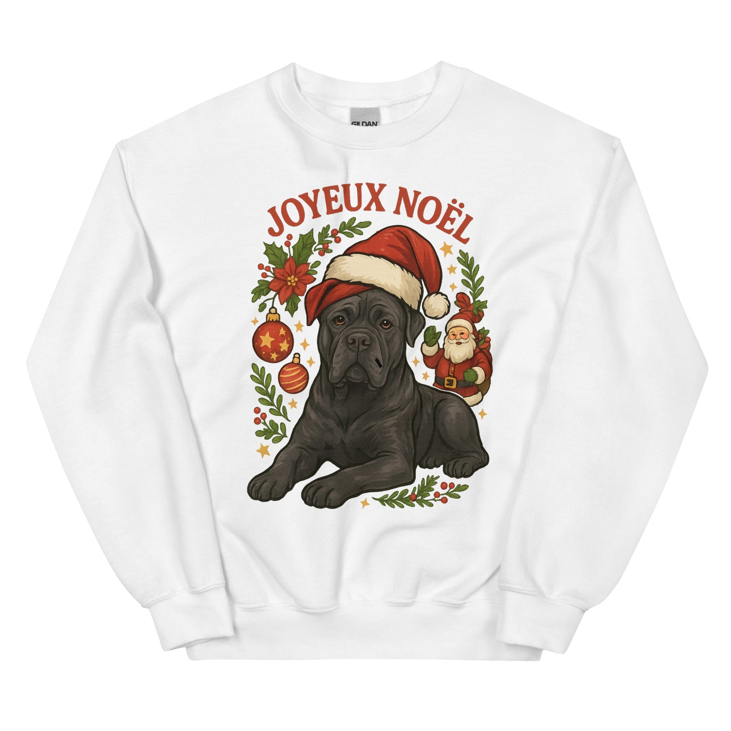Sweat adulte Unisexe à Col Rond blanc Noel Cane Corso