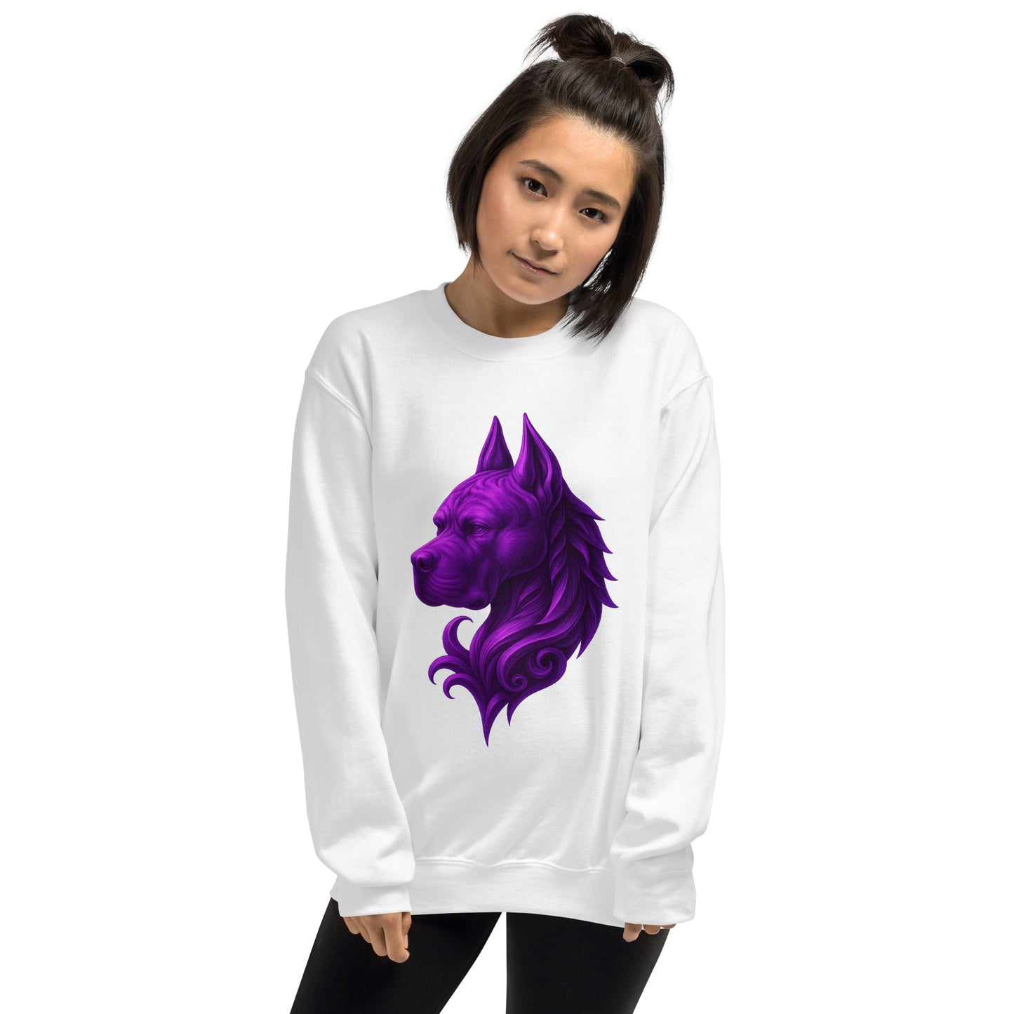 Sweat Unisexe adulte à Col Rond blanc tête majestueuse Cane Corso