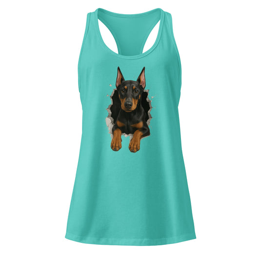 Débardeur ajusté à dos nageur pour femme bleu Dobermann trou mur