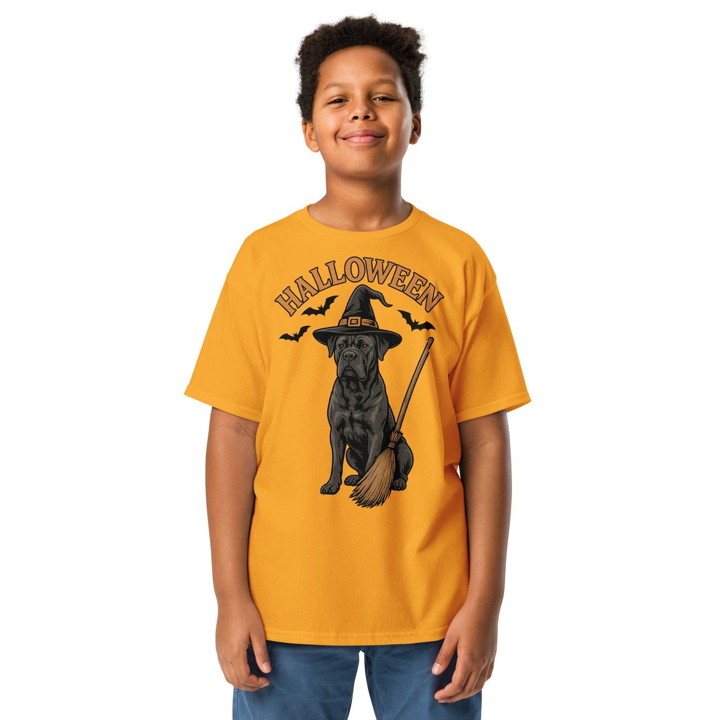 T-shirt classique enfant jaune Cane Corso Halloween