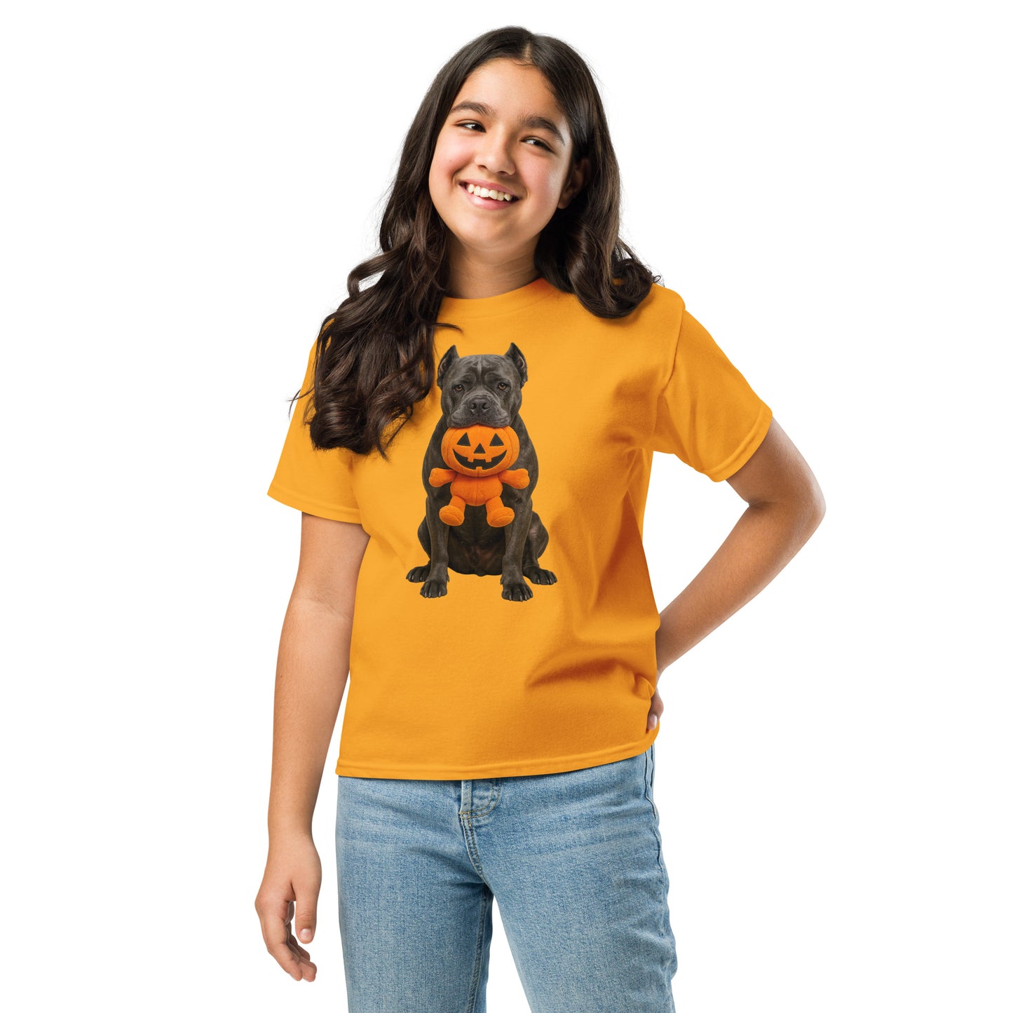 T-shirt classique enfant jaune Cane Corso Halloween