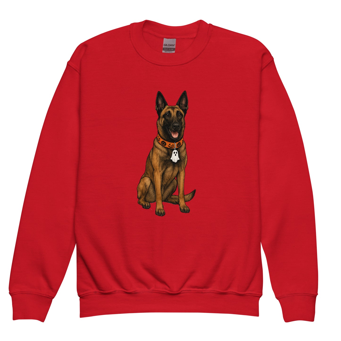 Sweat classique enfant rouge Malinois halloween