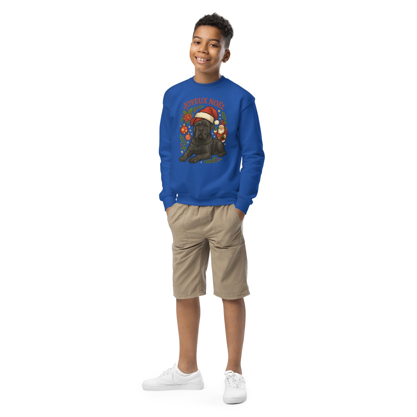 Sweat classique enfant unisexe bleu noel Cane Corso