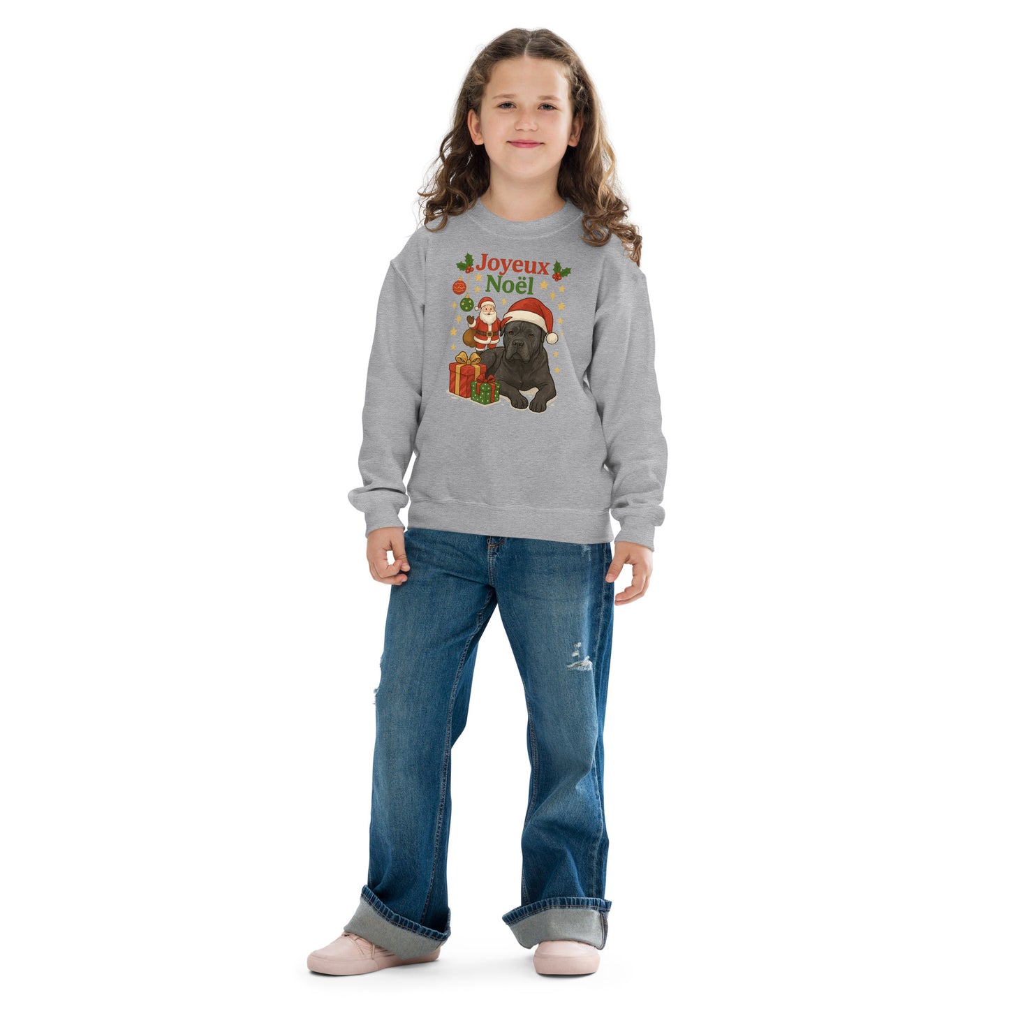 Sweat classique enfant unisexe gris noel Cane Corso