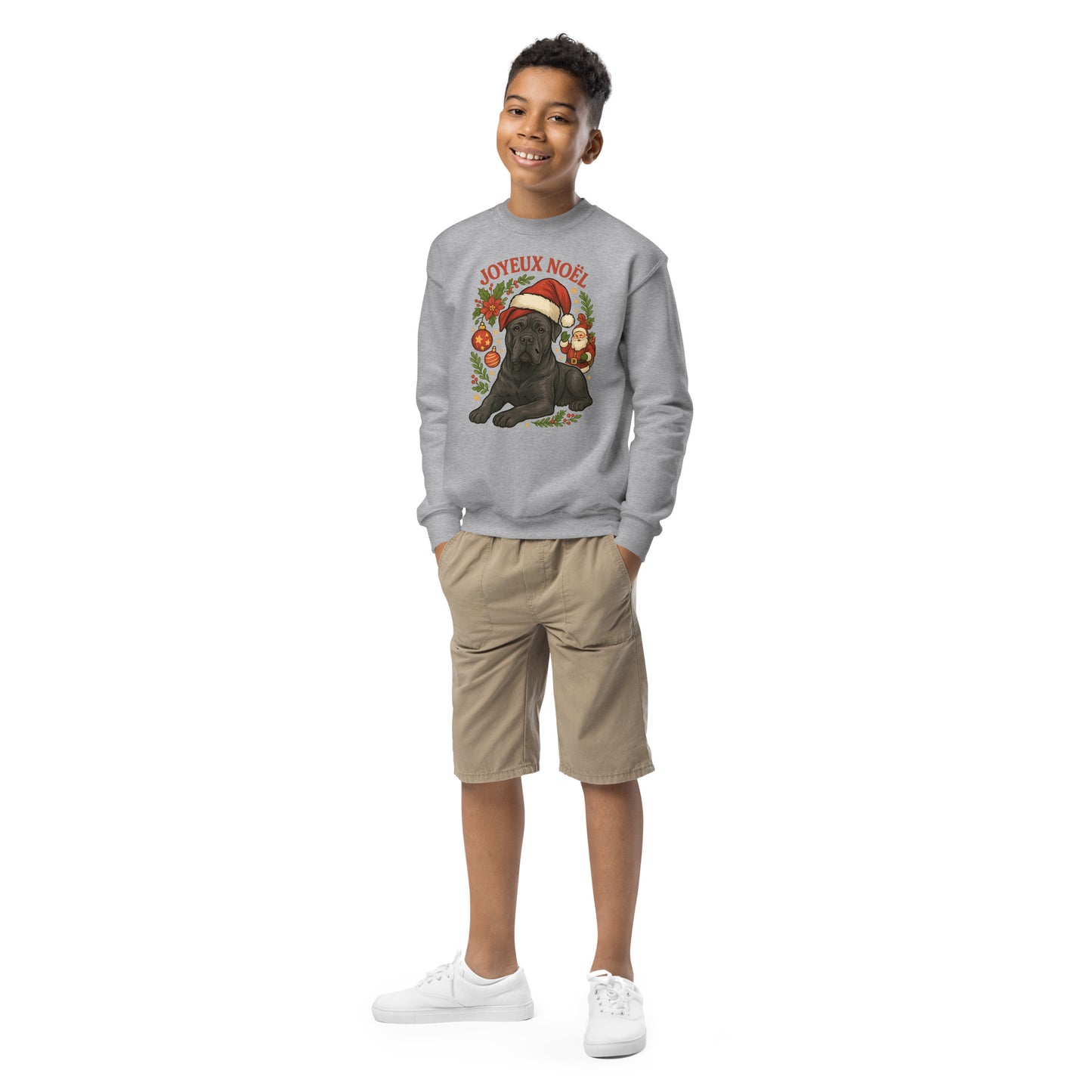 Sweat classique enfant unisexe gris noel Cane Corso