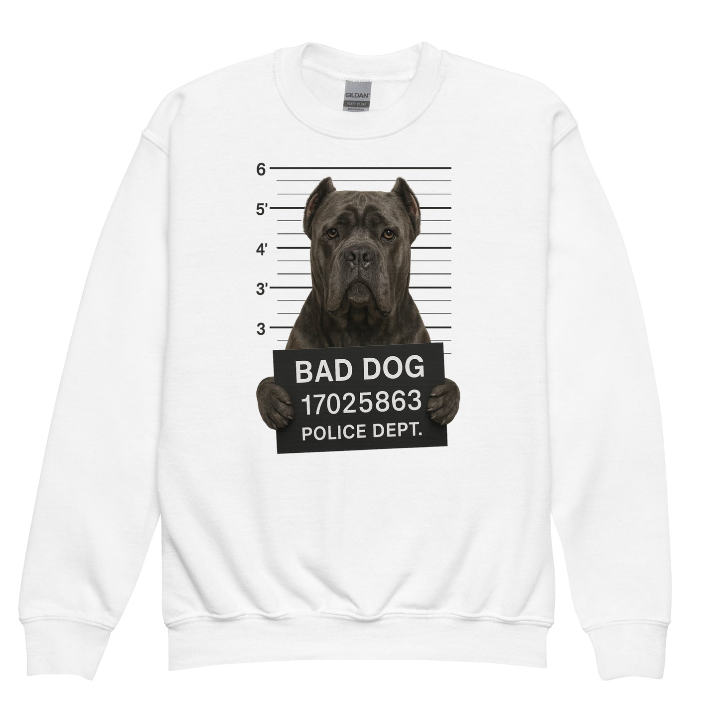 Sweat classique enfant unisexe blanc Bad Dog Cane Corso