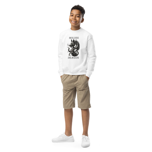 Sweat classique enfant unisexe blanc Moloss Dragon Malinois