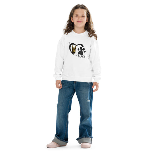 Sweat classique enfant unisexe blanc I love Dobermann