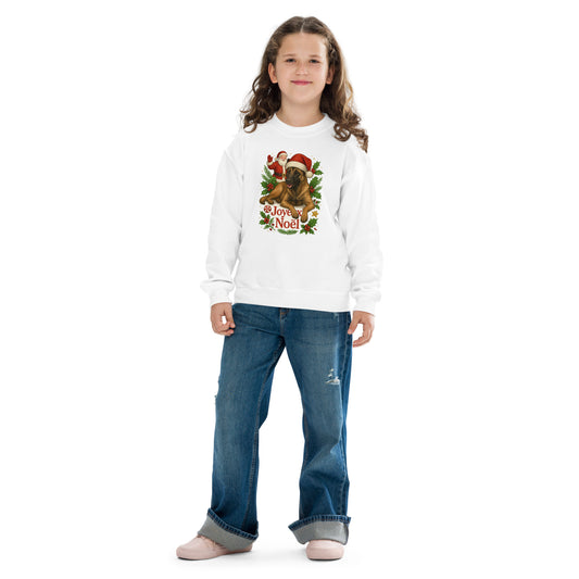 Sweat classique enfant unisexe blanc Noel Malinois