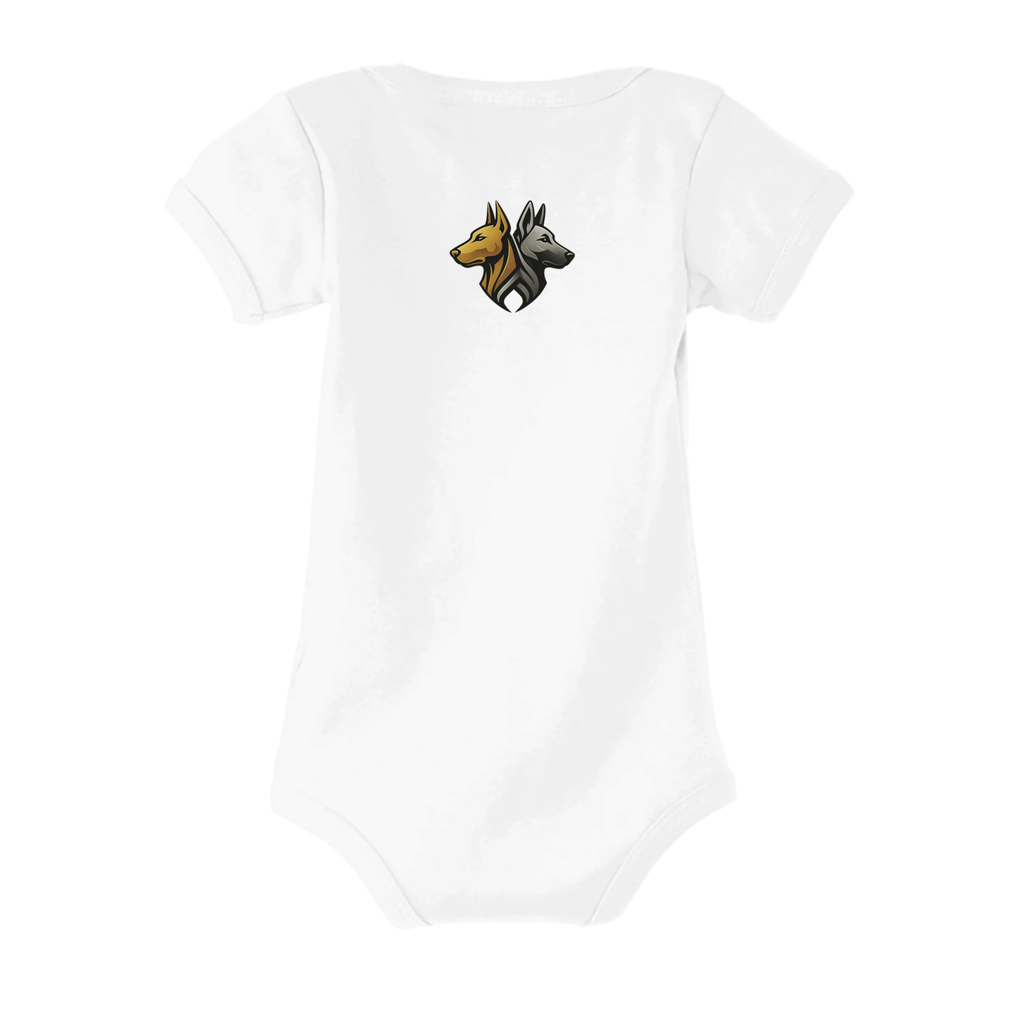 Body bébé blanc coton bio manches courtes Dobermann logo MolossDesign