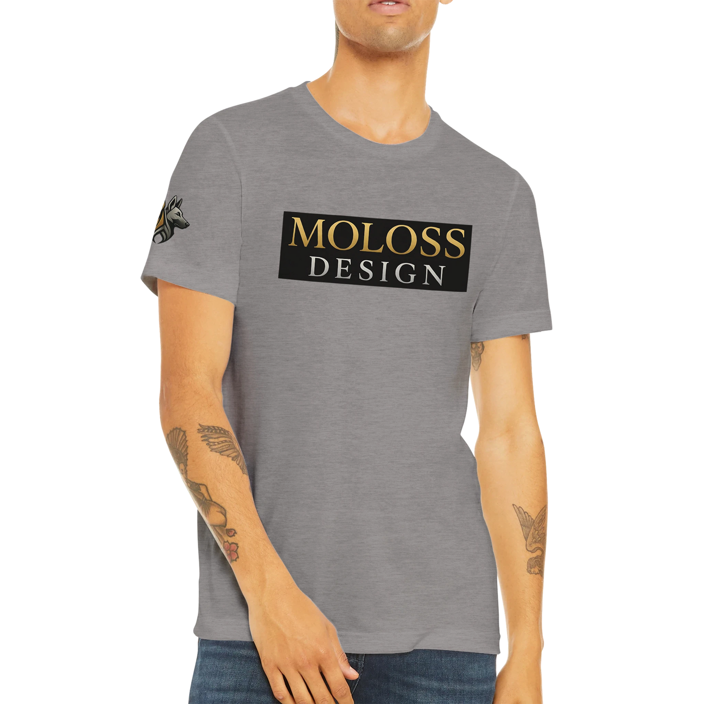 T-shirt  sport unisexe Triblend ras du cou gris logo MolossDesign