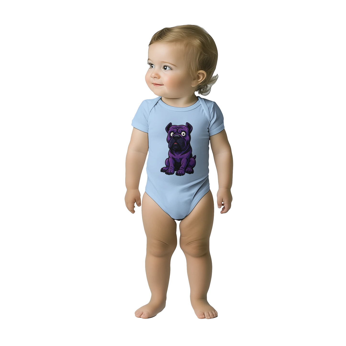 Body bébé bleu ciel coton manches courtes Cane Corso