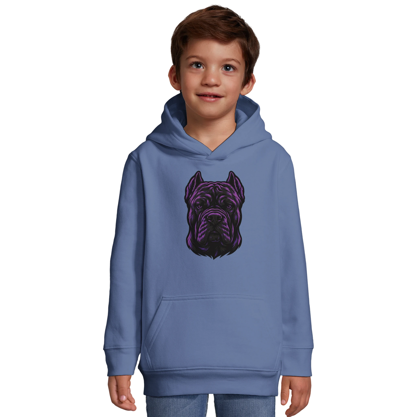 Sweat-shirt à capuche enfant bleu tête Cane Corso