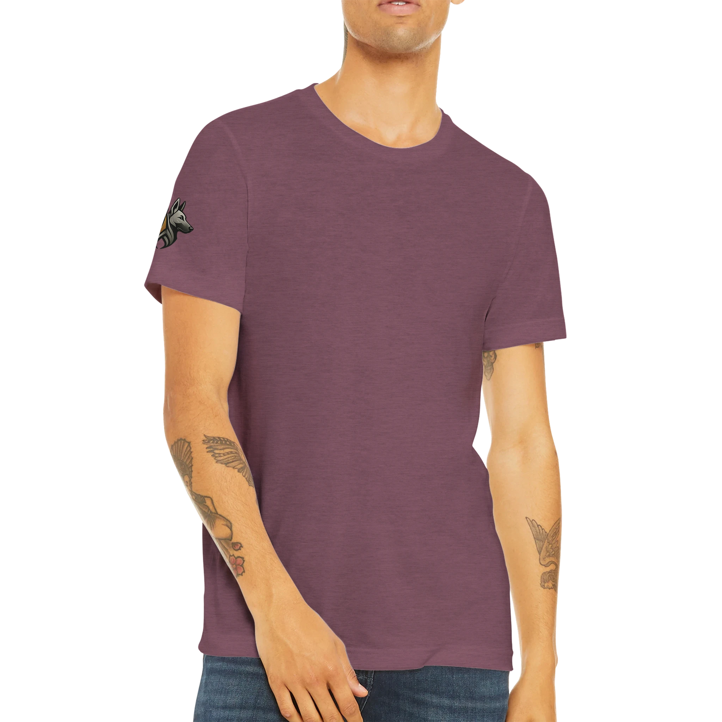 T-shirt sport unisexe Triblend adulte uni avec logo sur manche droite MolossDesign