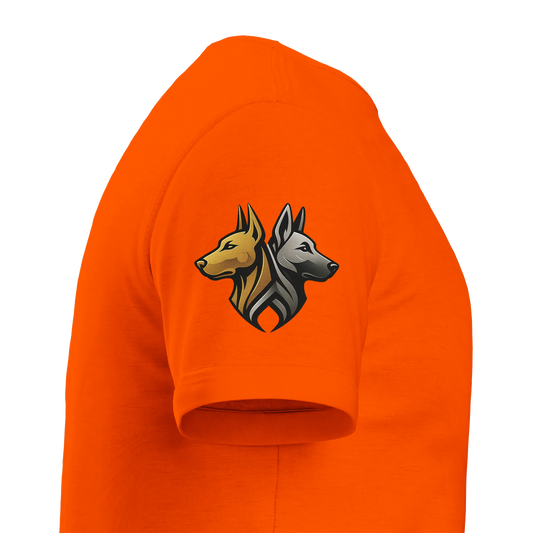 T-shirt unisexe épais ras du cou tête Malinois argentée 1 avec logo sur la manche droite MolossDesign