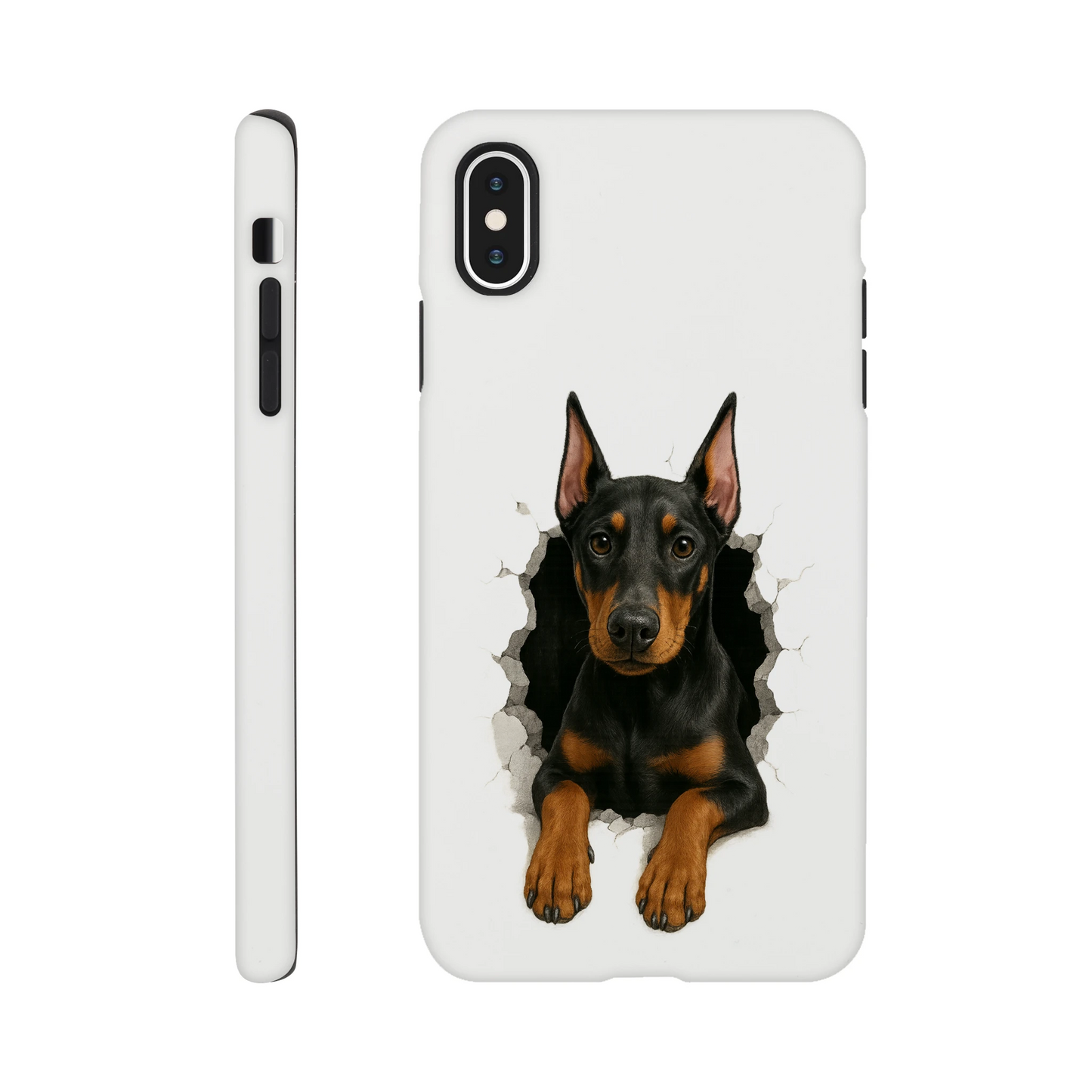Coque résistante pour Iphone-Dobermann trou mur