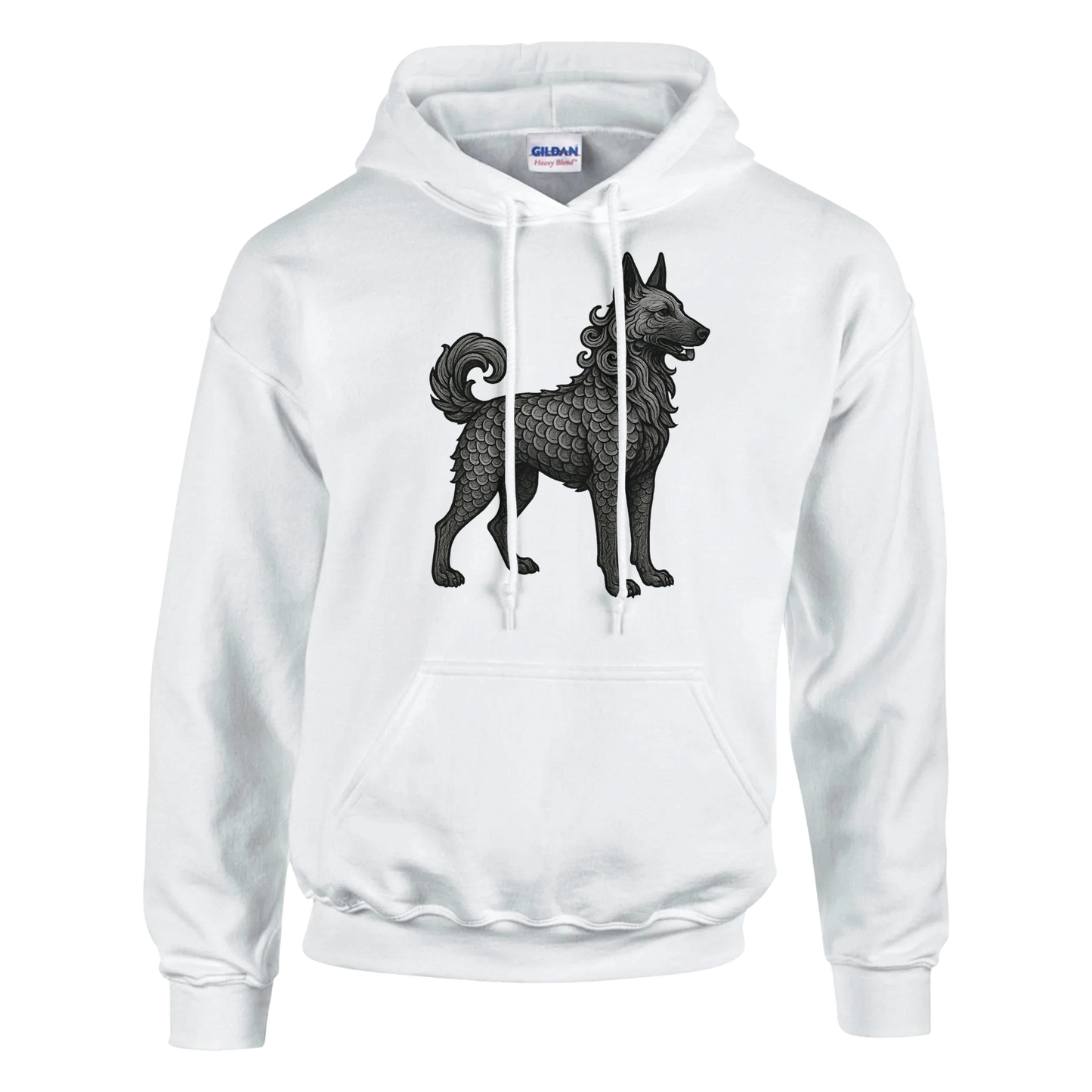 Sweat à capuche adulte unisexe classique blanc Dragon Malinois