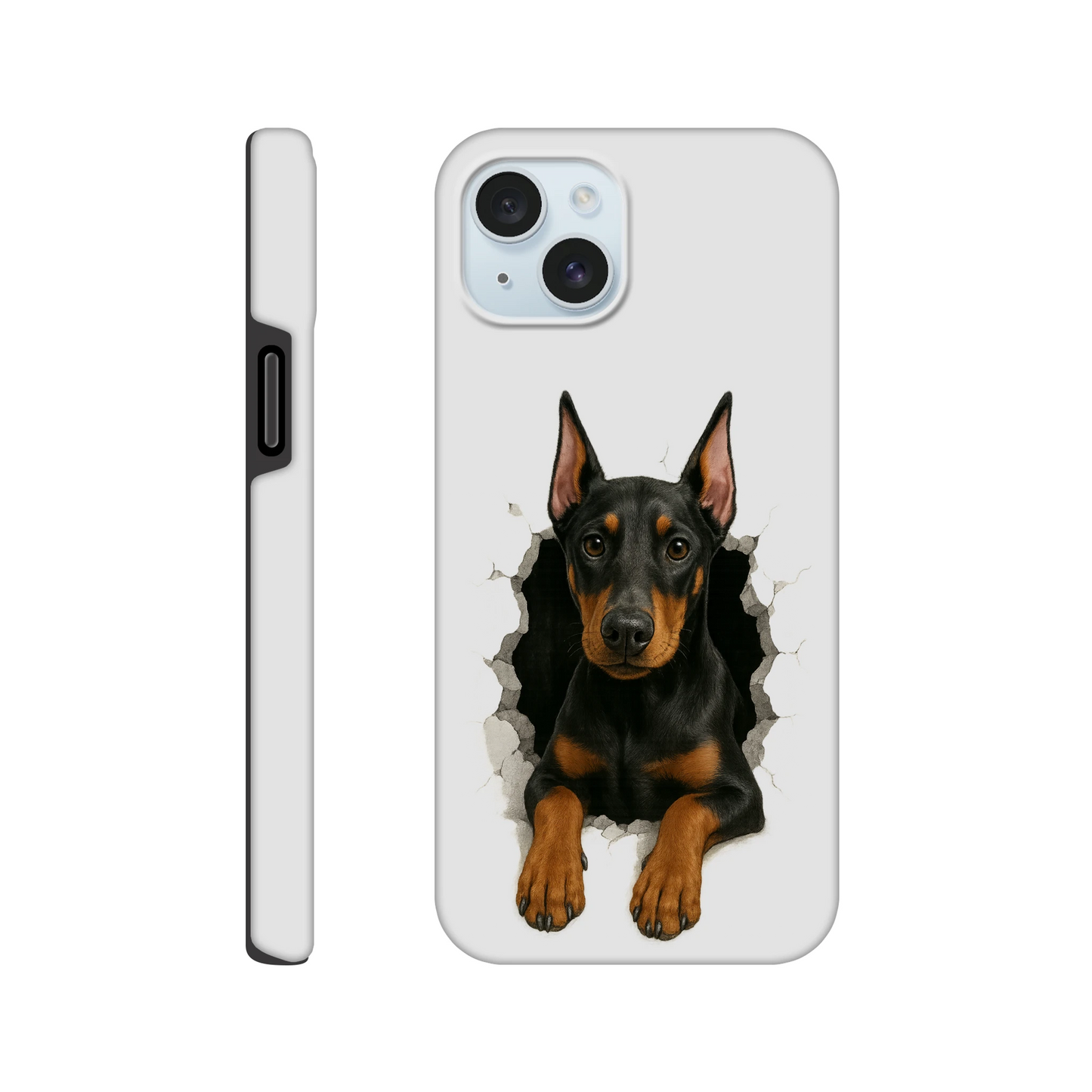 Coque résistante pour Iphone-Dobermann trou mur