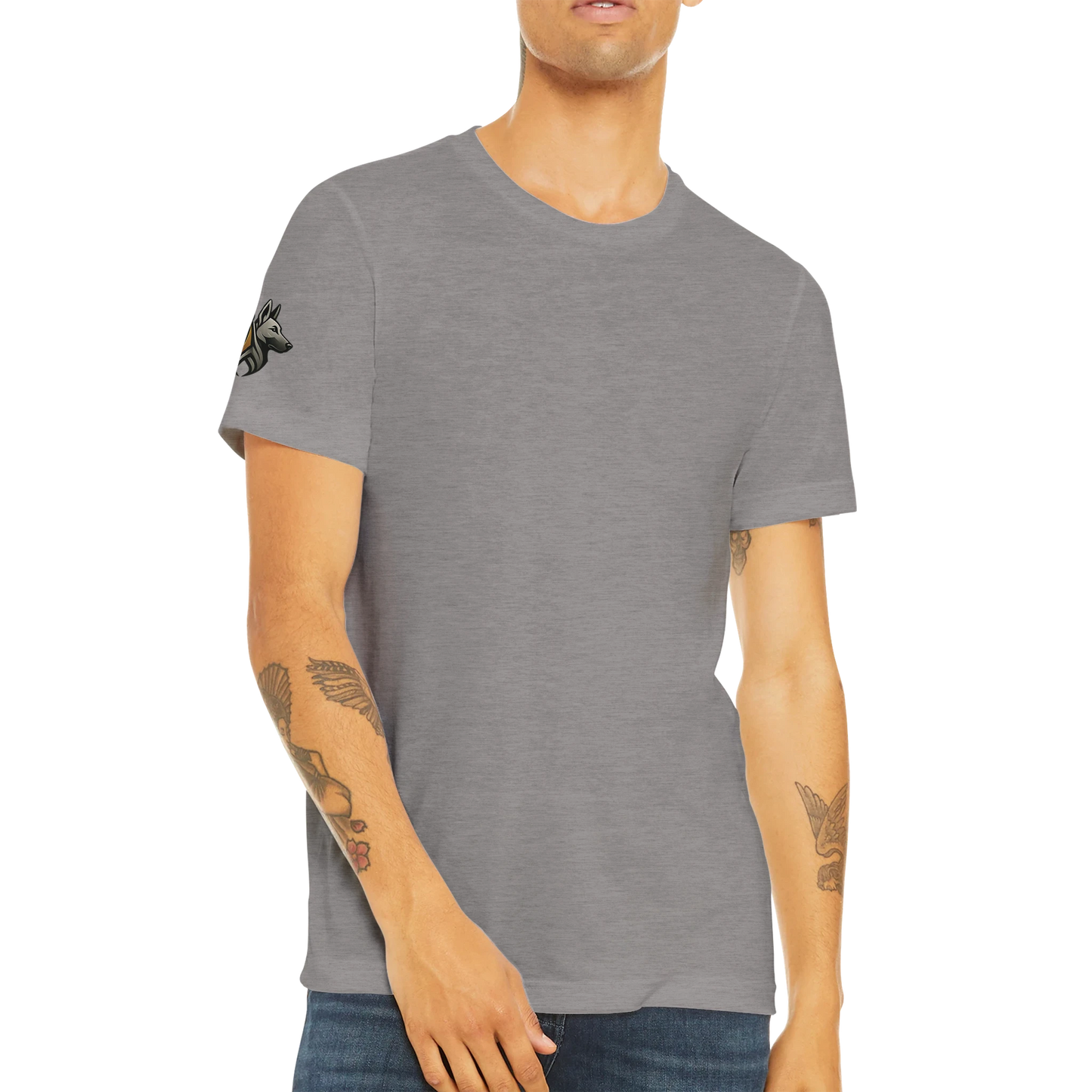 T-shirt sport unisexe Triblend adulte uni avec logo sur manche droite MolossDesign