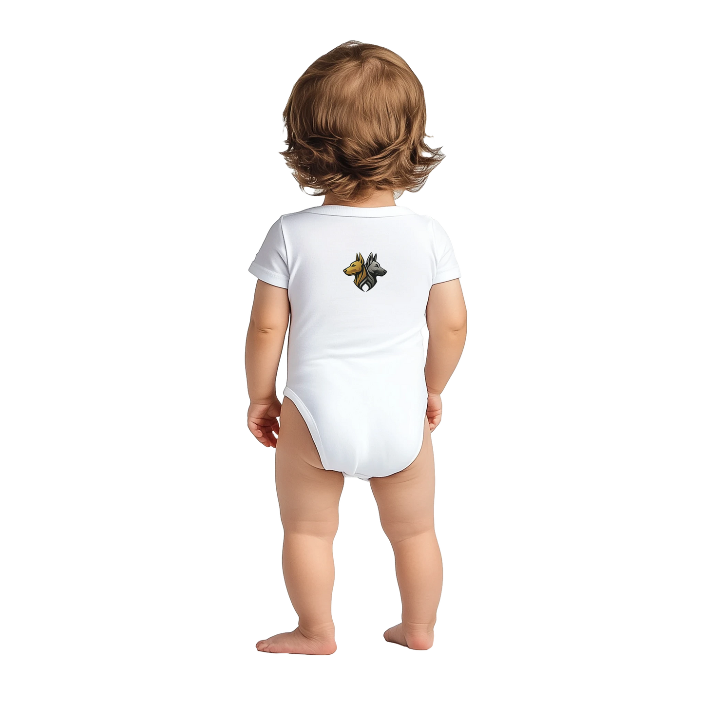 Body bébé blanc coton manches courtes Dobermann logo MolossDesign