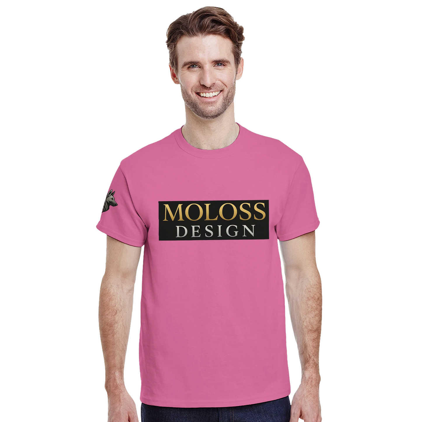 T-shirt unisexe épais ras du cou rose logo MolossDesign