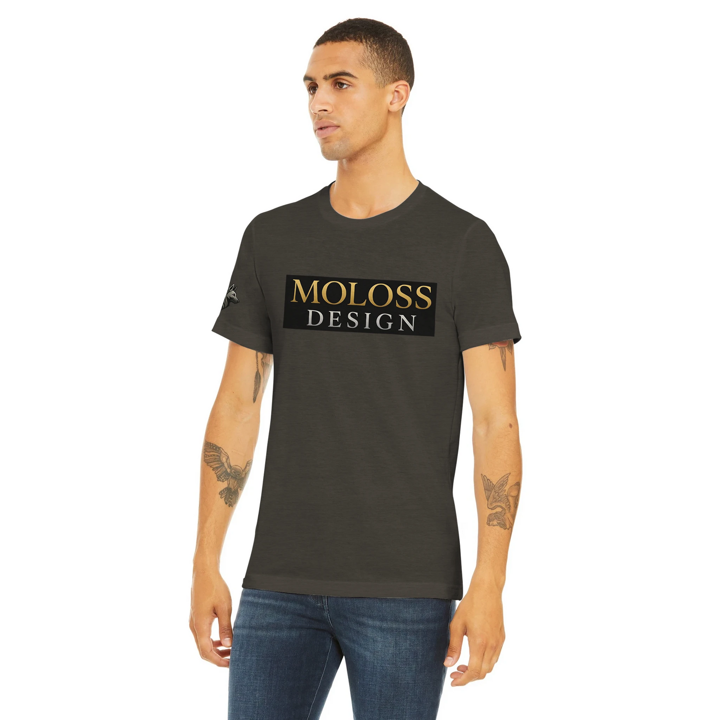 T-shirt  sport unisexe Triblend ras du cou noir logo MolossDesign