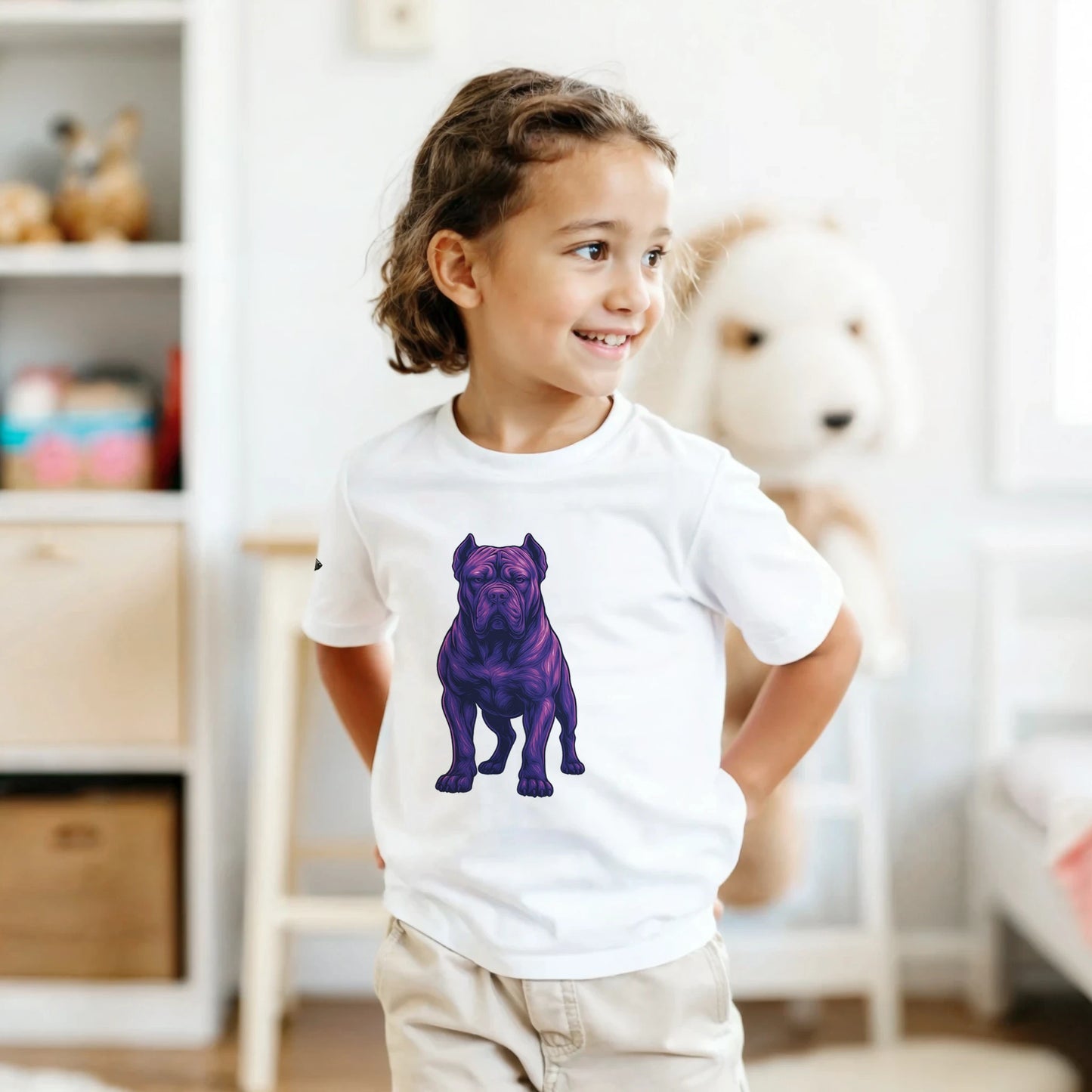 T-shirt enfant unisexe classique ras du cou blanc Cane Corso