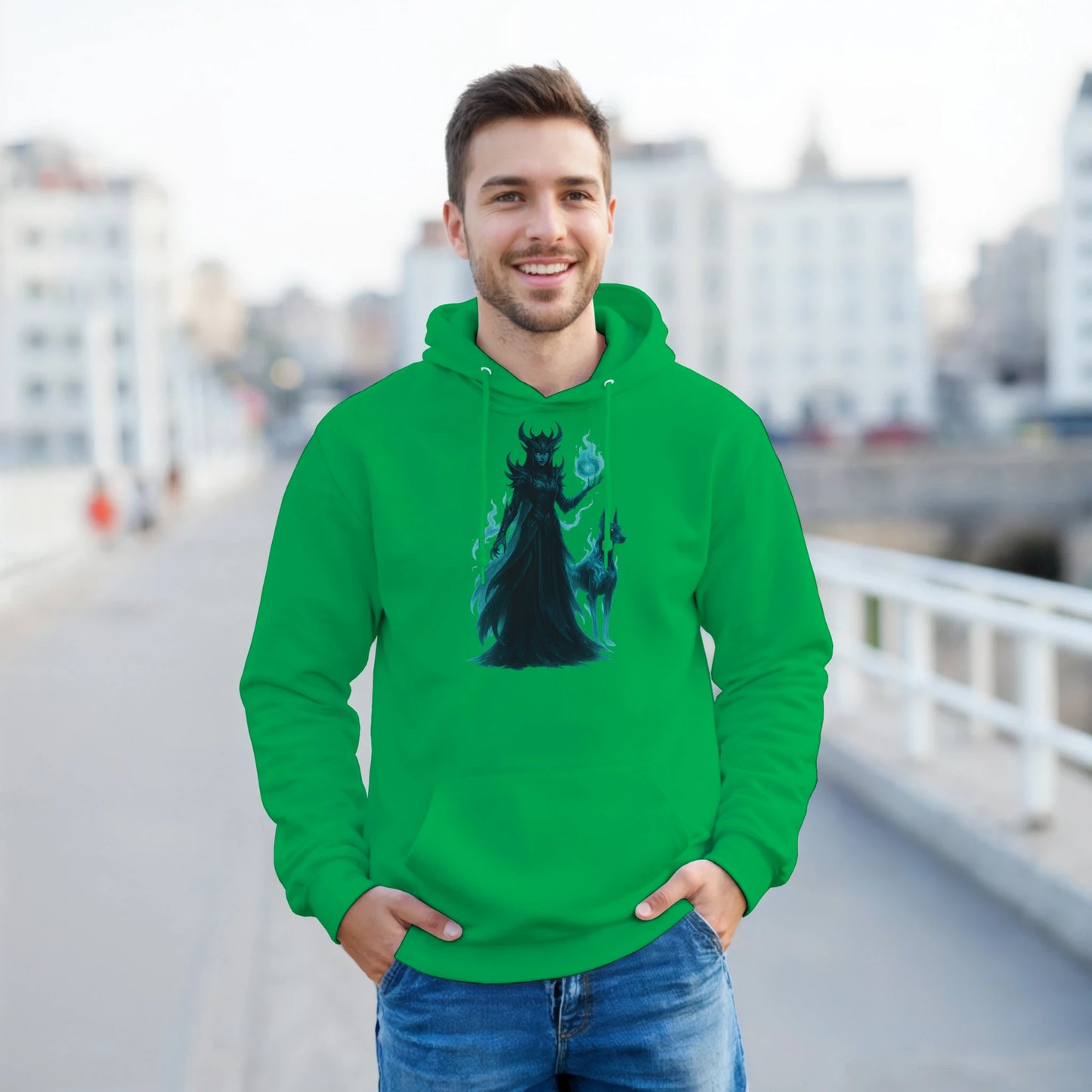 Sweat à capuche adulte unisexe classique vert Fantastique Dobermann