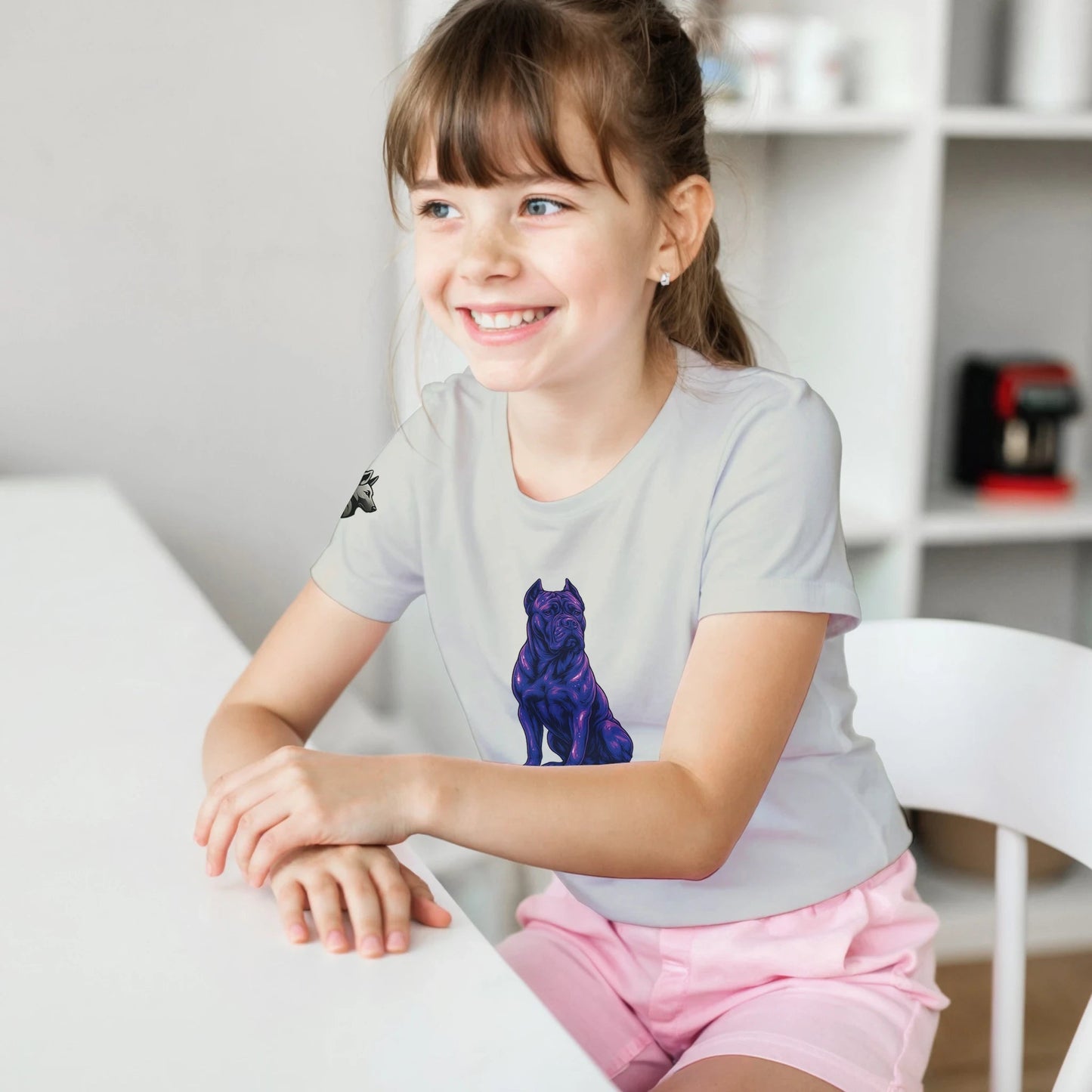 T-shirt enfant classique ras du cou Cane Corso 2 avec logo sur manche droite MolossDesign