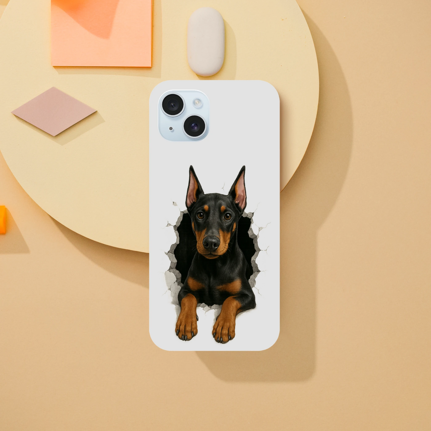 Coque résistante pour Iphone-Dobermann trou mur