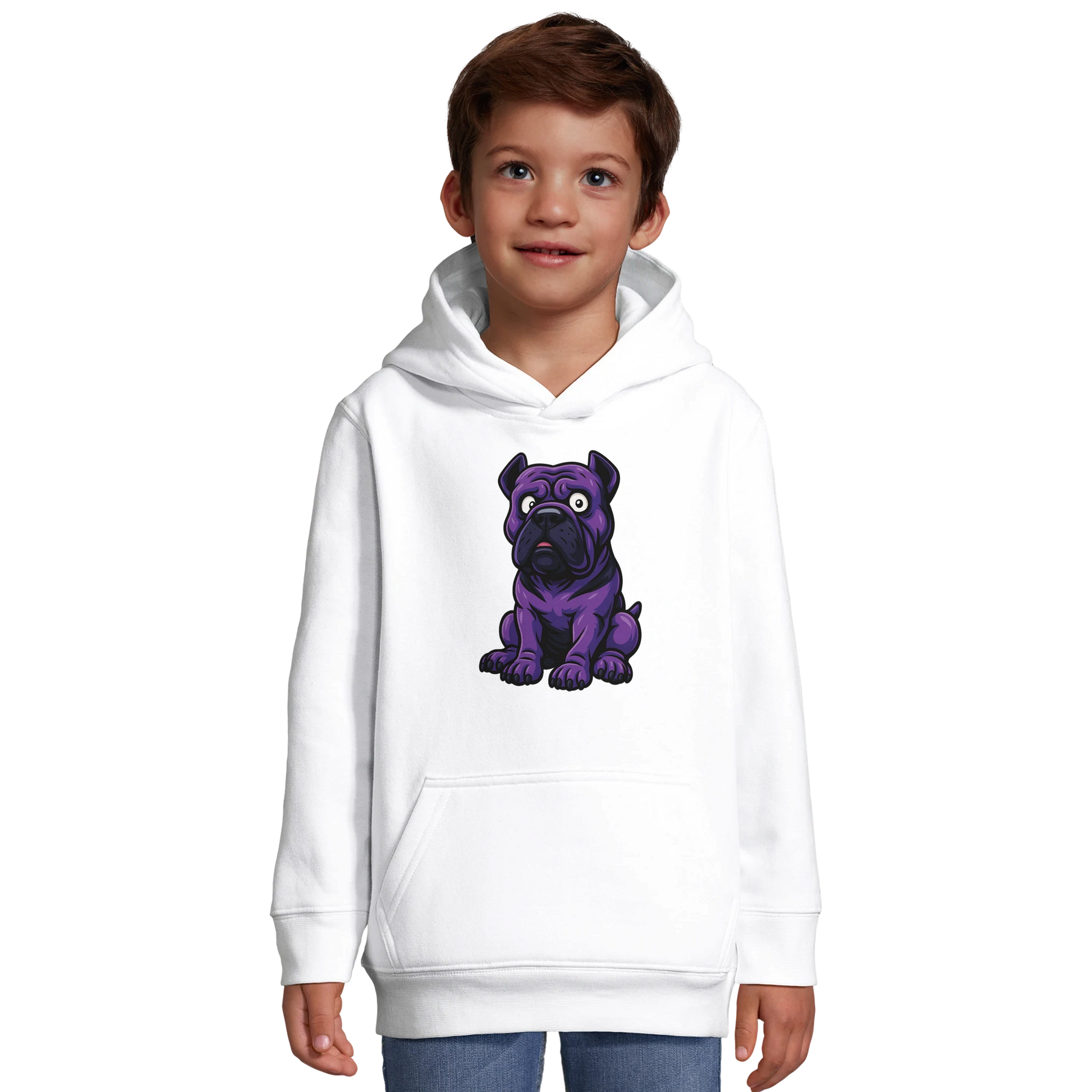 Sweat-shirt à capuche enfant blanc Cane Corso humour