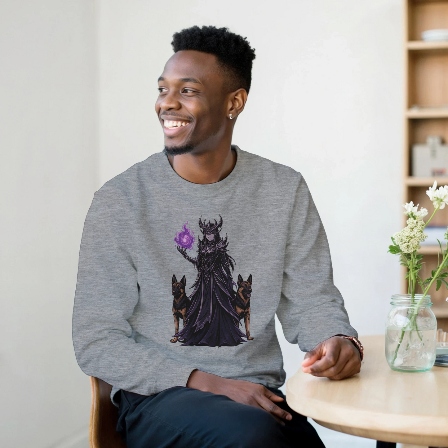 Sweat-shirt adulte unisexe classique ras du cou gris Fantastique Malinois