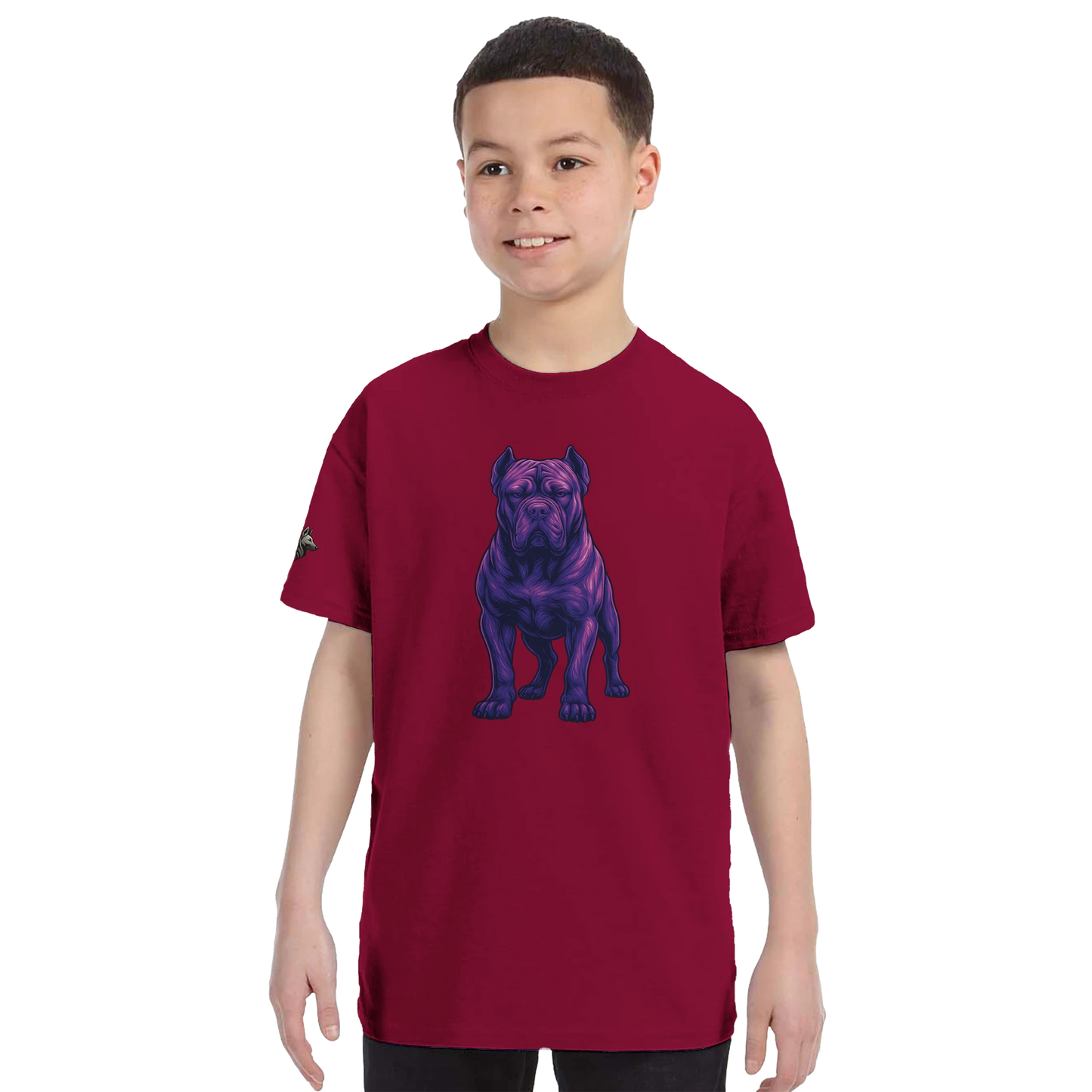 T-shirt enfant unisexe classique ras du cou bordeaux Cane Corso