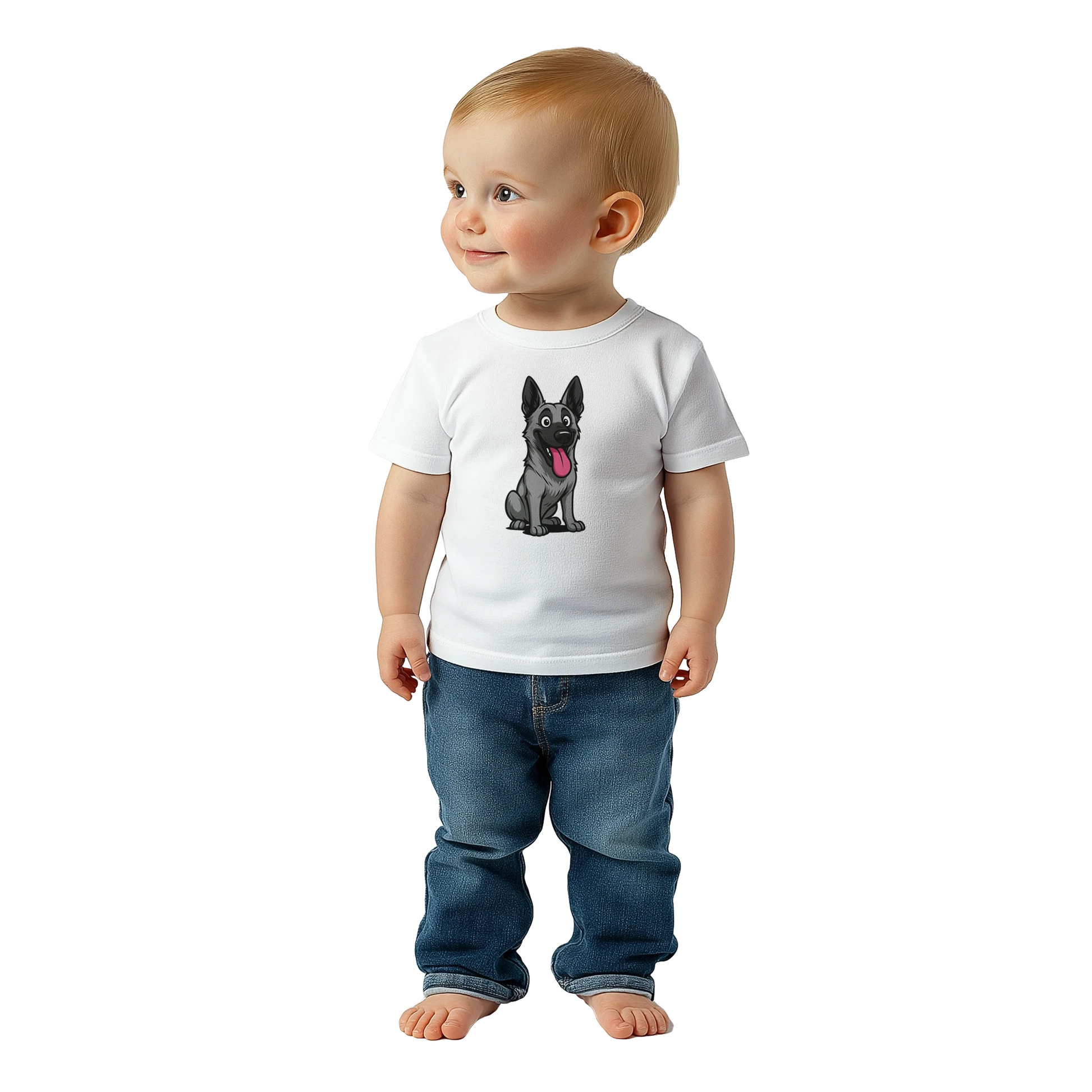 T-shirt bébé blanc coton manches courtes Malinois