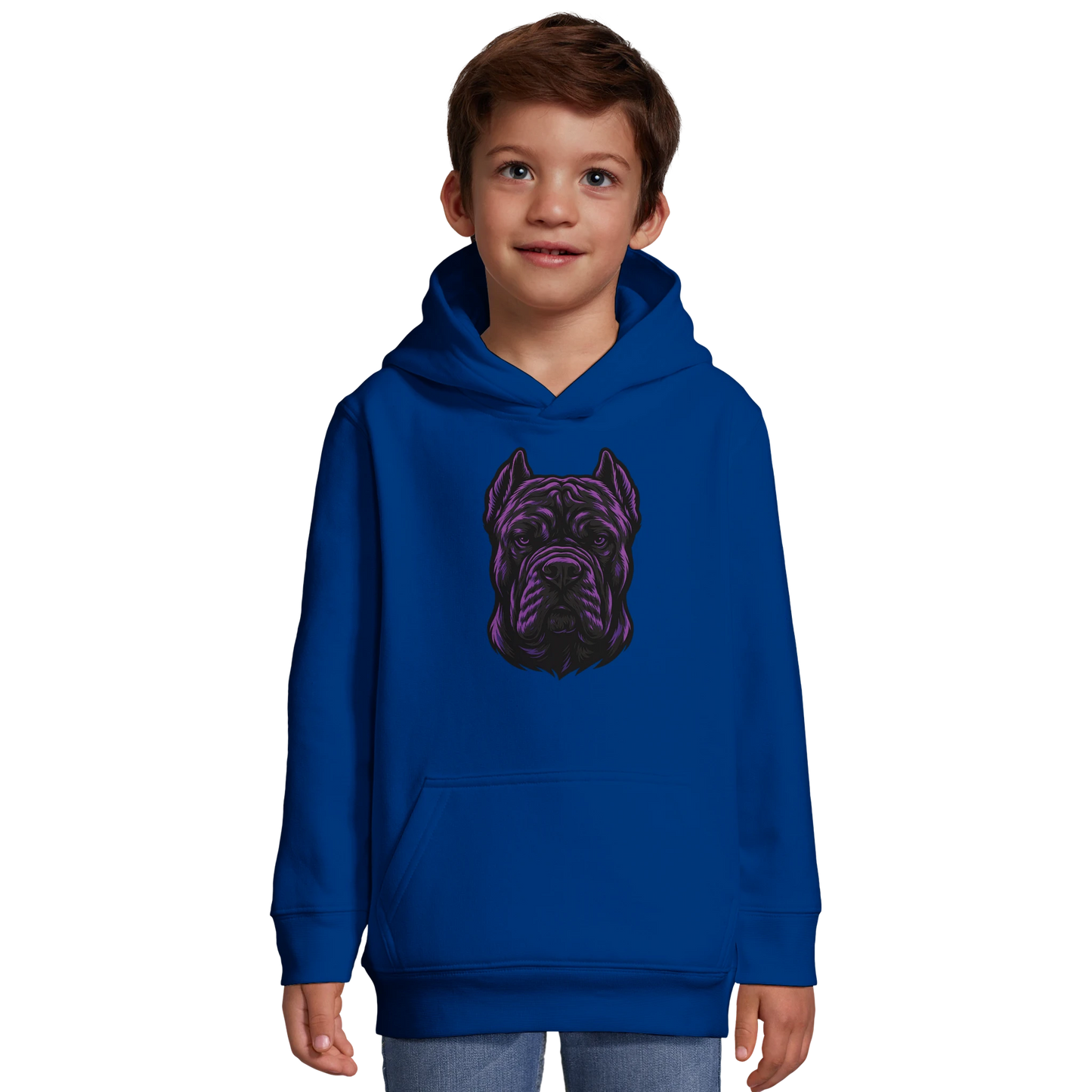 Sweat-shirt à capuche enfant bleu tête Cane Corso