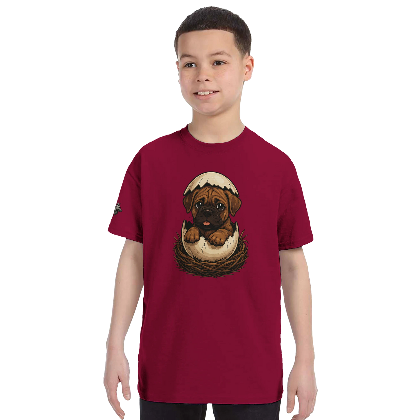 T-shirt enfant unisexe classique ras du cou rouge Cane Corso marron nid