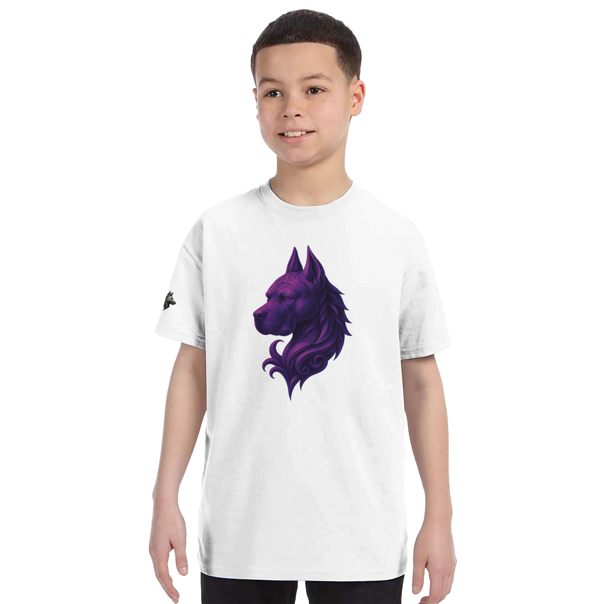 T-shirt enfant unisexe classique ras du cou blanc tête majestueuse Cane Corso