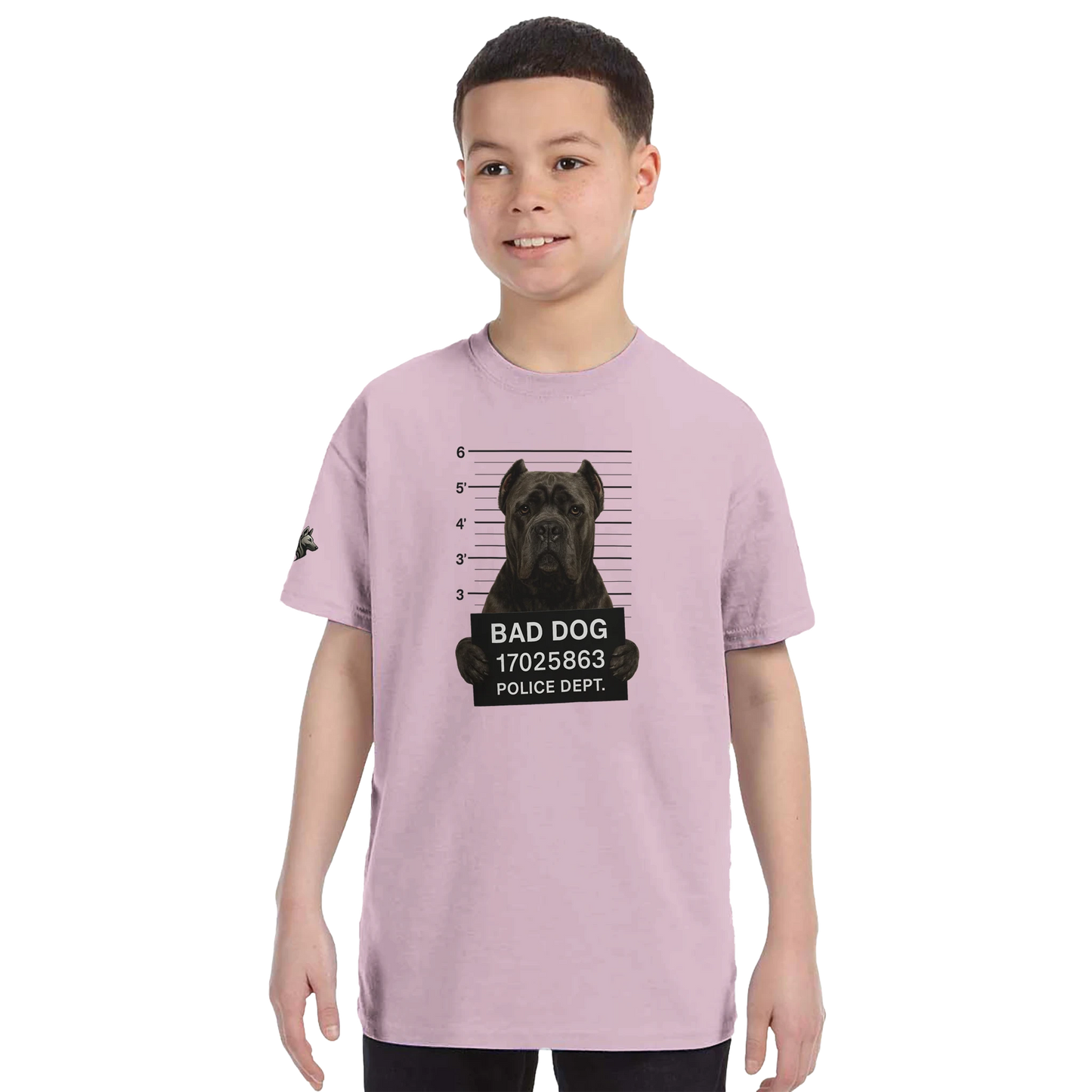 T-shirt enfant unisexe classique ras du cou rose Bad Dog Cane Corso
