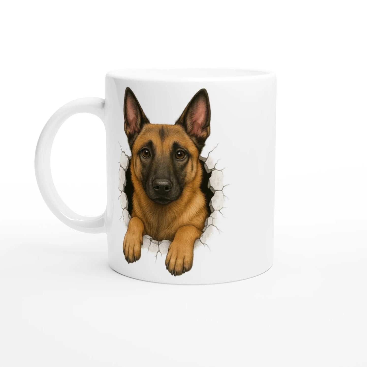 Mug en céramique blanche de 325 ml (11 oz) Malinois trou mur2