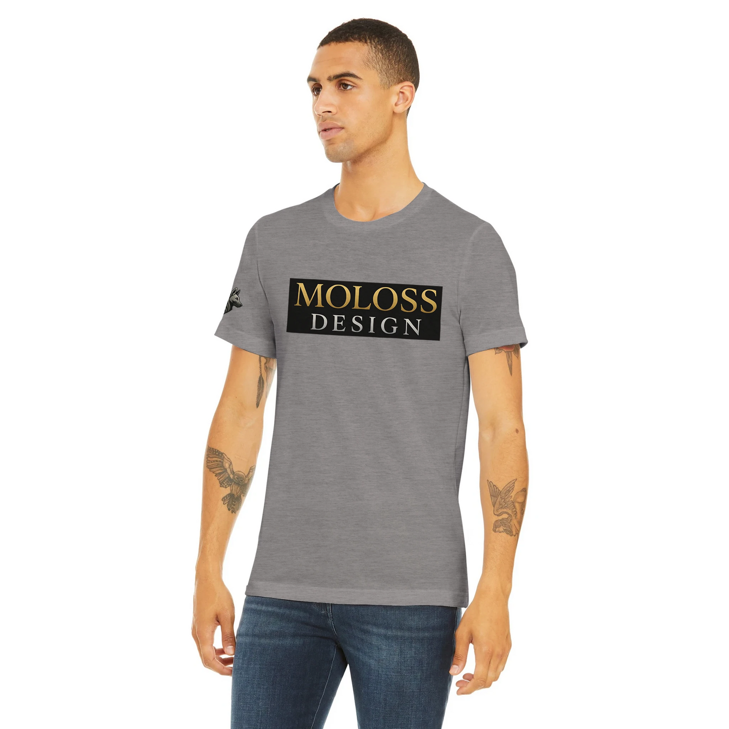 T-shirt  sport unisexe Triblend ras du cou gris logo MolossDesign