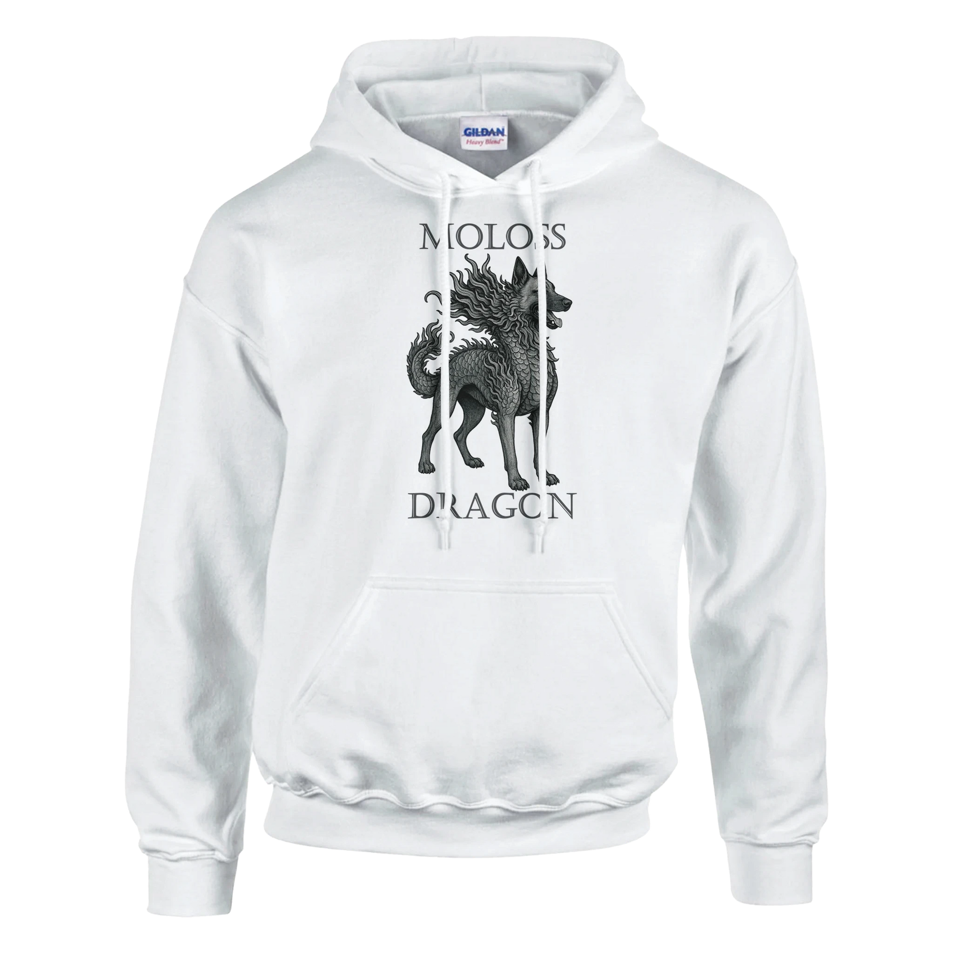 Sweat à capuche adulte unisexe classique blanc Moloss Dragon Malinois