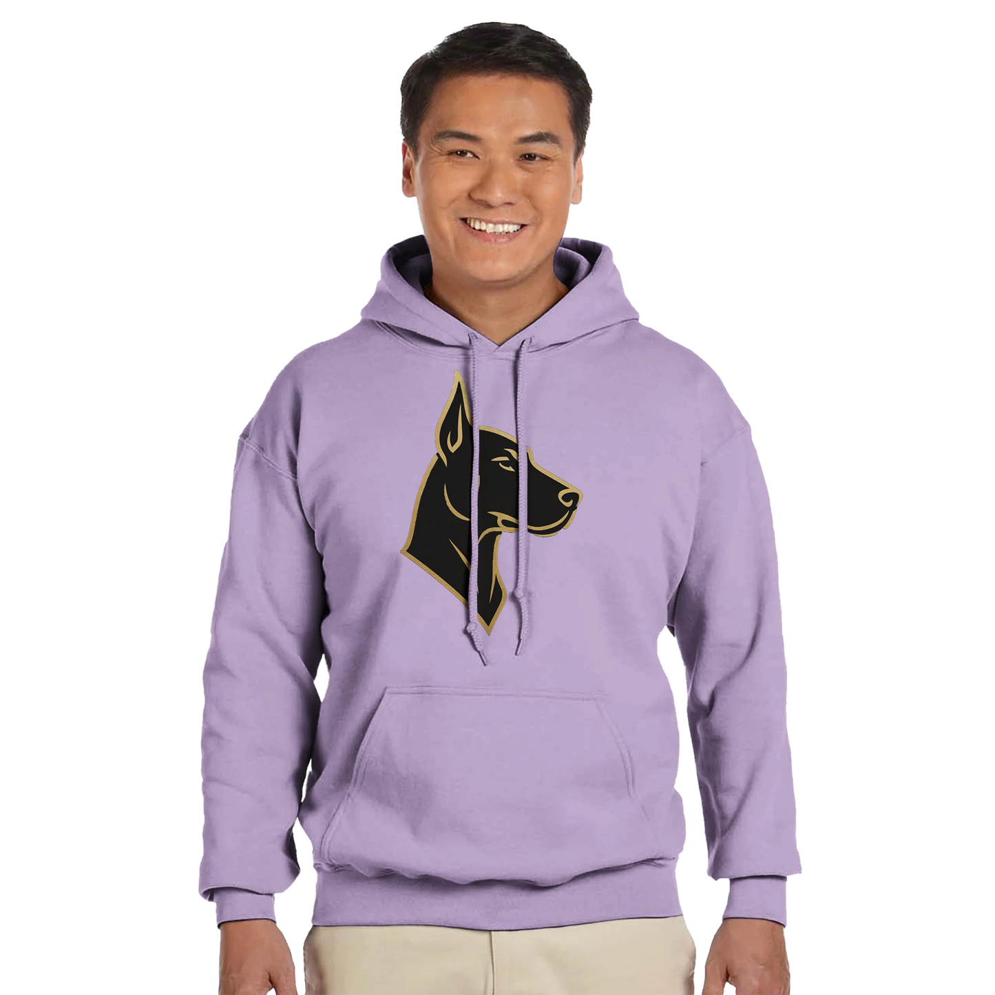 Sweat à capuche adulte unisexe classique violet tête Dobermann