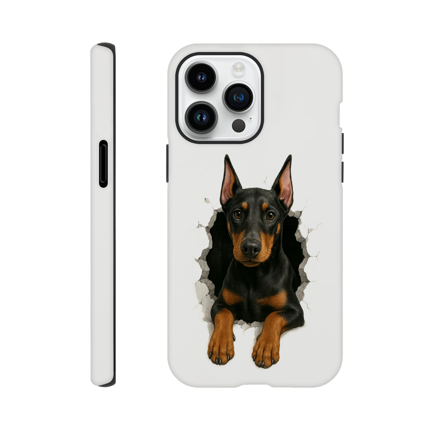 Coque résistante pour Iphone-Dobermann trou mur