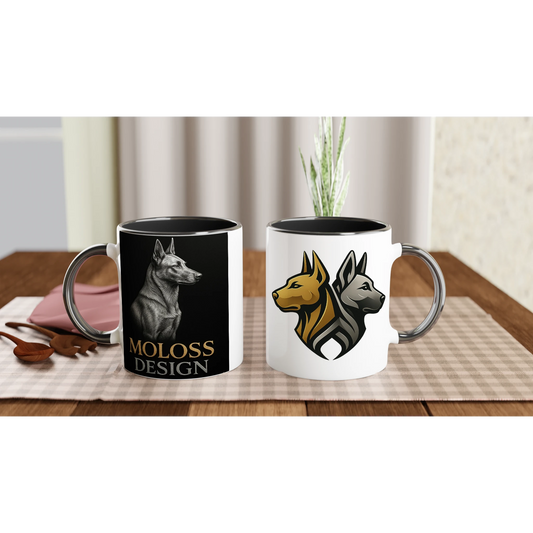 Mug céramique blanche 325 ml (11 oz) intérieur coloré noir-affiche Malinois Molossdesign