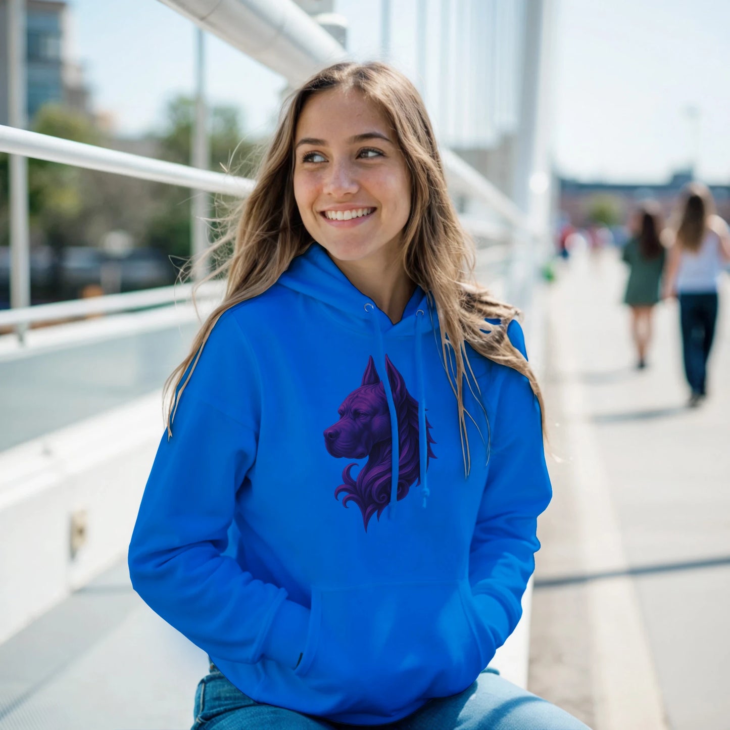 Sweat à capuche adulte unisexe classique bleu tête majestueuse Cane Corso