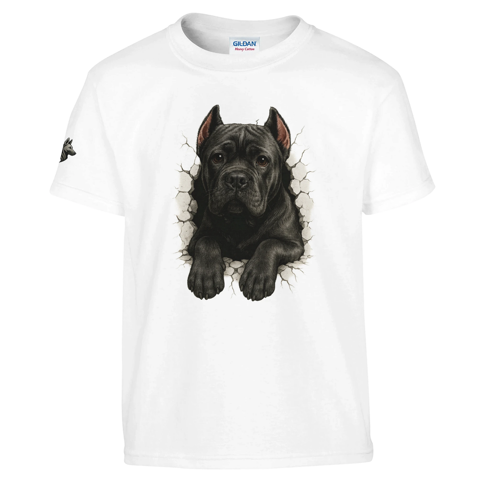 T-shirt enfant unisexe classique ras du cou blanc Cane Corso trou