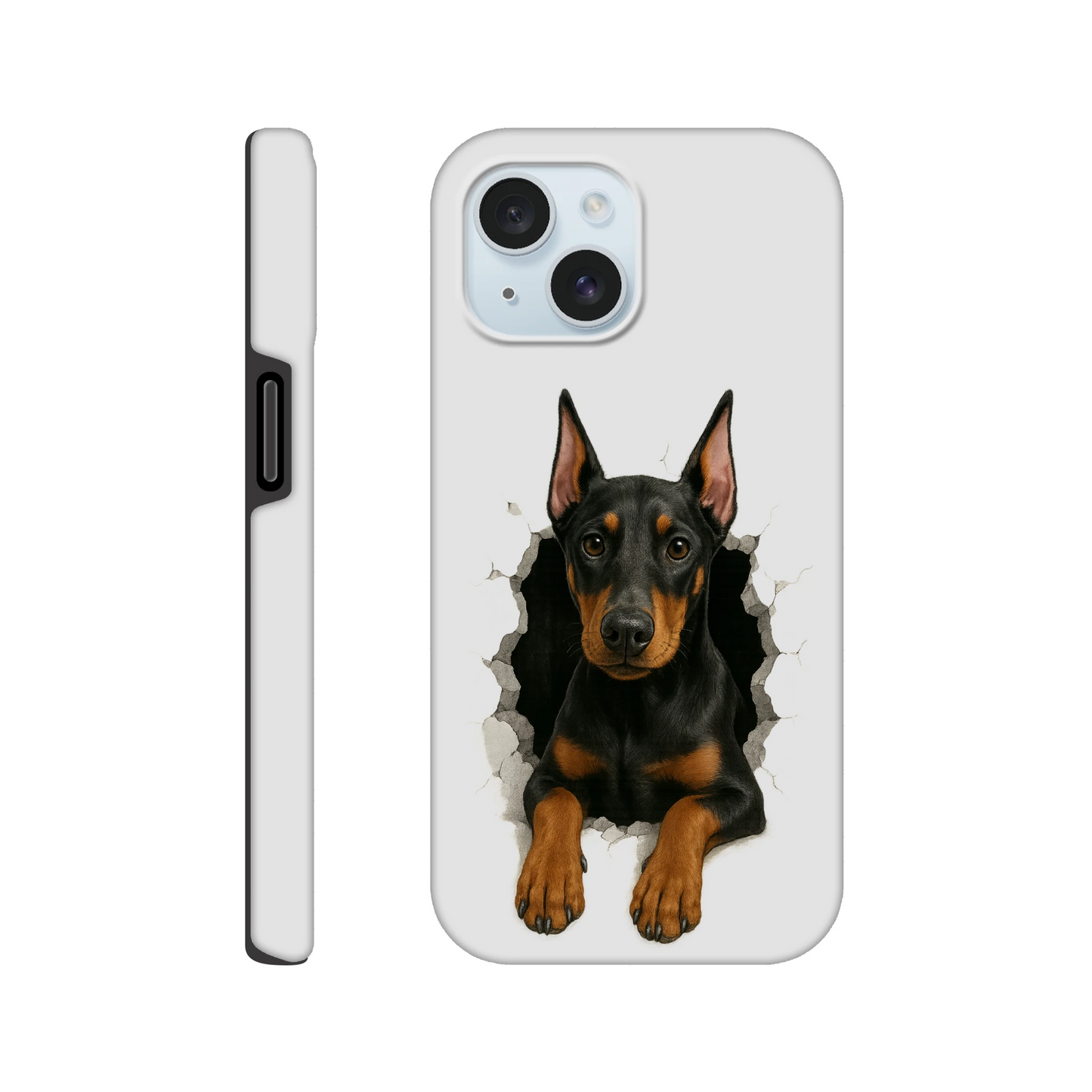 Coque résistante pour Iphone-Dobermann trou mur