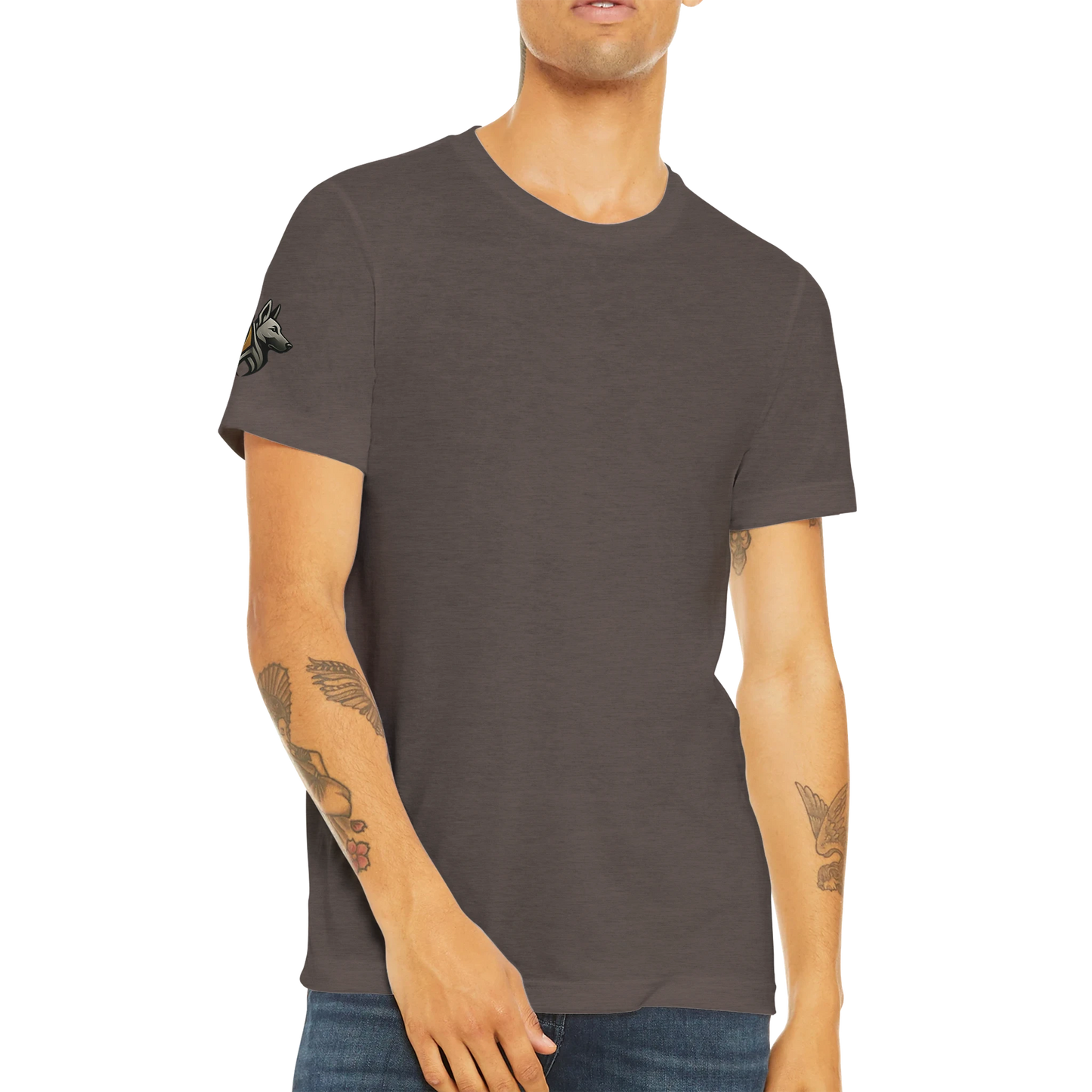 T-shirt sport unisexe Triblend adulte uni avec logo sur manche droite MolossDesign