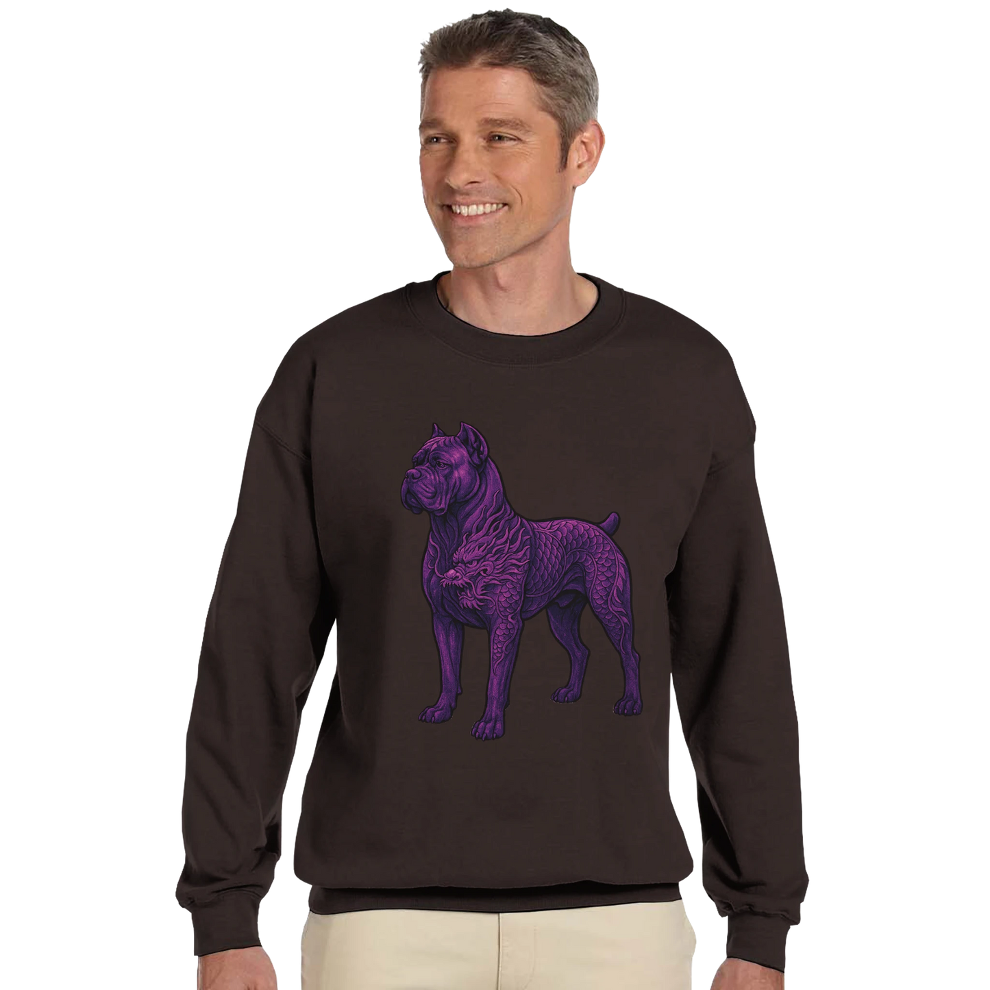 Sweat-shirt adulte unisexe classique ras du cou marron Cane Corso